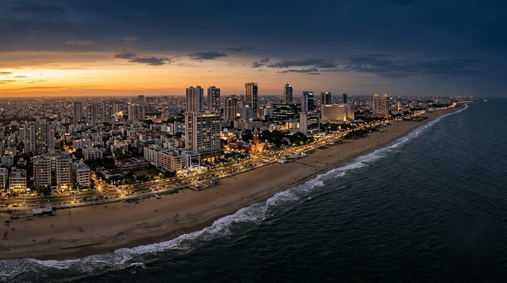 Aerial view of a coastline